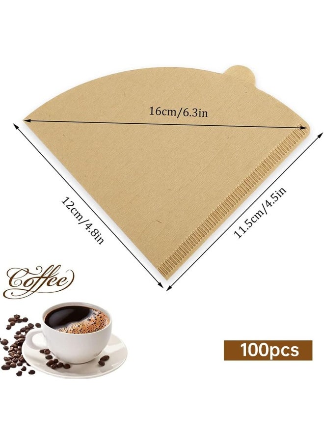 ECVV - 100 Count Disposable Coffee Paper Filters 2-4 Cups, V60 Coffee Filters V-Shaped Unbleached Disposable Coffee Filters, V-Shaped Paper Fits For Drip And Compatible With Pour Over Coffee Maker - Image 1
