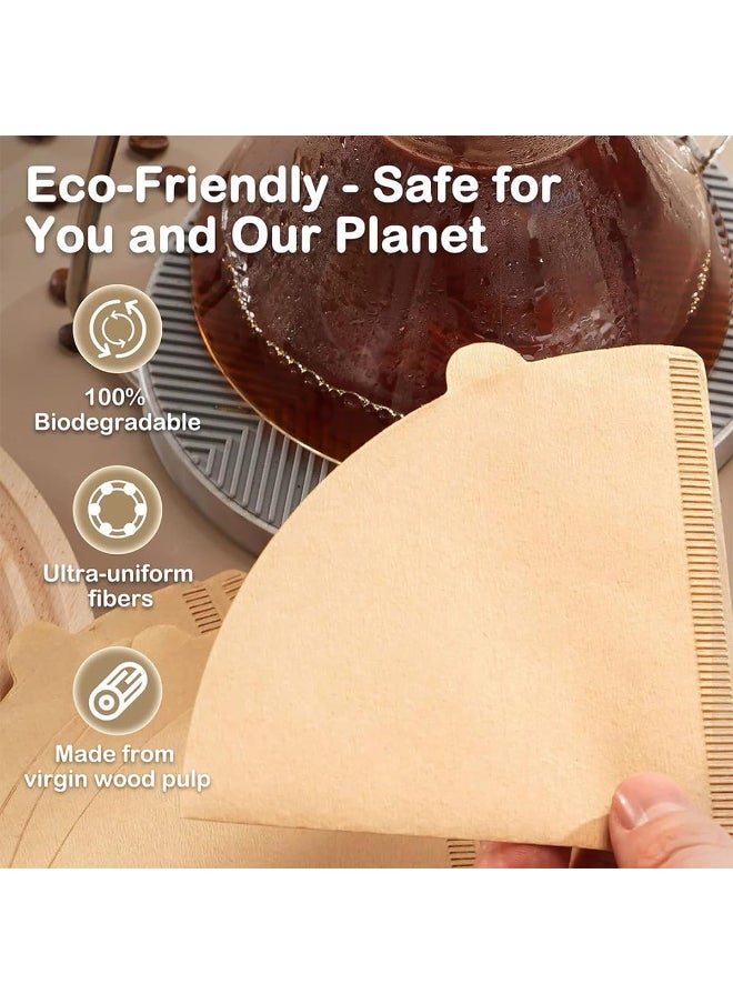 ECVV - 100 Count Disposable Coffee Paper Filters 2-4 Cups, V60 Coffee Filters V-Shaped Unbleached Disposable Coffee Filters, V-Shaped Paper Fits For Drip And Compatible With Pour Over Coffee Maker - Image 1