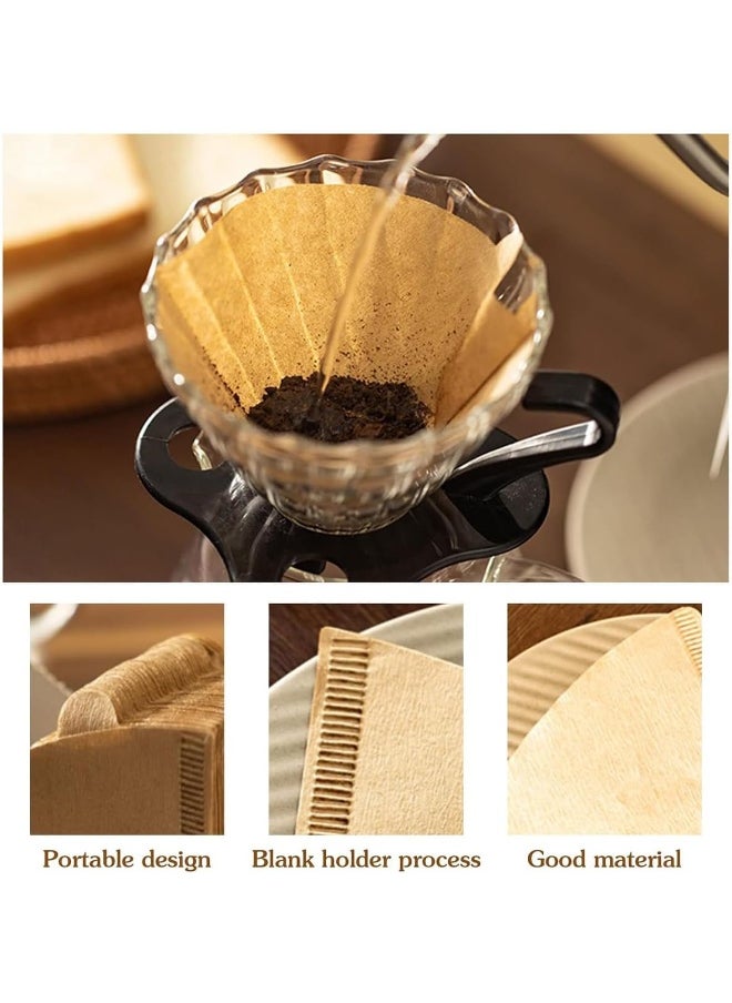 ECVV - 100 Count Disposable Coffee Paper Filters 2-4 Cups, V60 Coffee Filters V-Shaped Unbleached Disposable Coffee Filters, V-Shaped Paper Fits For Drip And Compatible With Pour Over Coffee Maker - Image 1