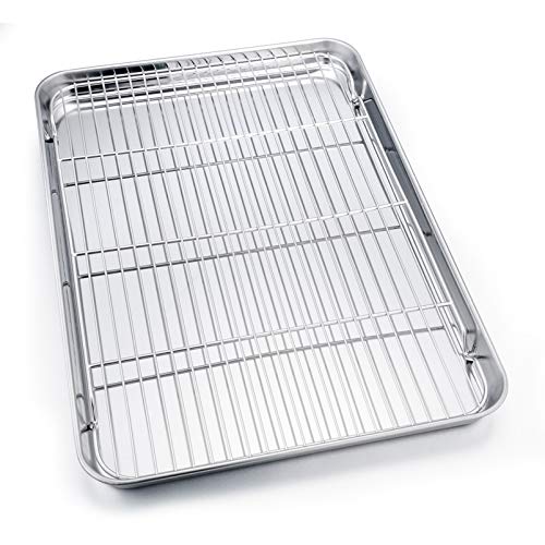 P&P CHEF 19.6 Inch Baking Sheet Pan with Rack Set, Stainless Steel Cookie Sheet Pan Tray with Cooling Rack for Oven Use, Cooking Roasting, Non Toxic & Dishwasher Safe, Heavy Duty - Image 4