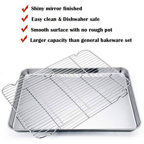 P&P CHEF 19.6 Inch Baking Sheet Pan with Rack Set, Stainless Steel Cookie Sheet Pan Tray with Cooling Rack for Oven Use, Cooking Roasting, Non Toxic & Dishwasher Safe, Heavy Duty - Image 3