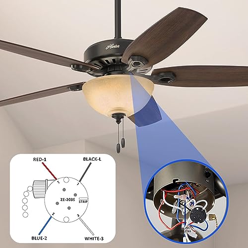 Bsentster Ceiling Fan Switch Zing Ear ZE-208s E89885 3 Speed 4 Wire Pull Chain Switch Fan Light Switch Replacement Part with 4 Pre-Installed Wires(Bronze Chain) - Image 3