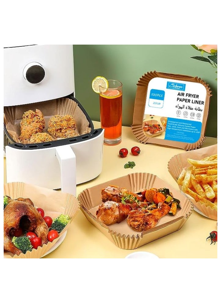 SOLARAE - Grease Proof And Waterproof Food Grade Silicone Coated Air Fryer Paper liner 100pcs - Image 1