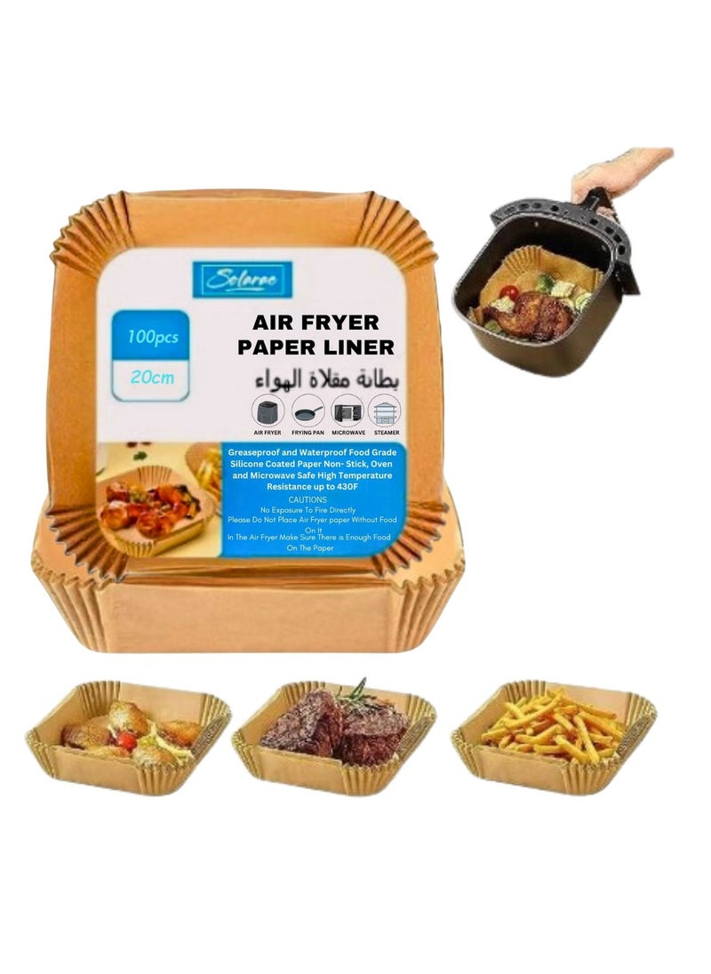 SOLARAE - Grease Proof And Waterproof Food Grade Silicone Coated Air Fryer Paper liner 100pcs - Image 1