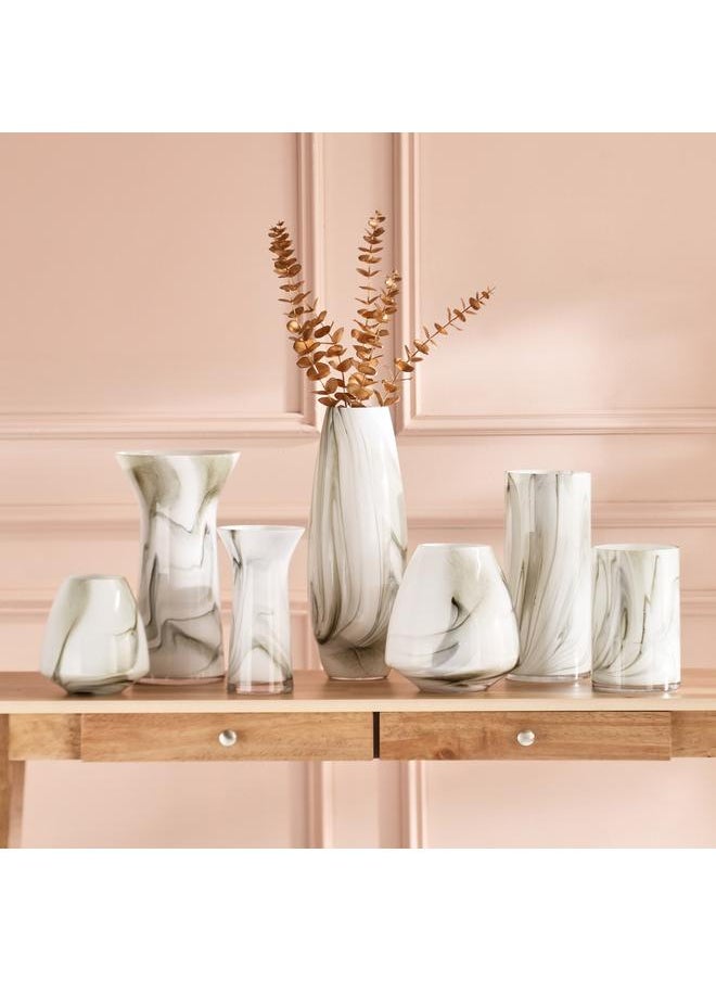 Home Box - Milky Glass With Marble Texture Vase 12.5X30 Cm - Image 1