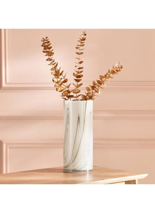 Home Box - Milky Glass With Marble Texture Vase 12.5X30 Cm - Image 1