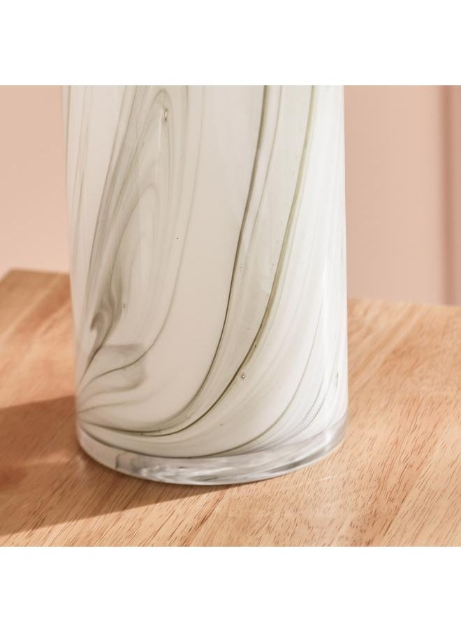 Home Box - Milky Glass With Marble Texture Vase 12.5X30 Cm - Image 1