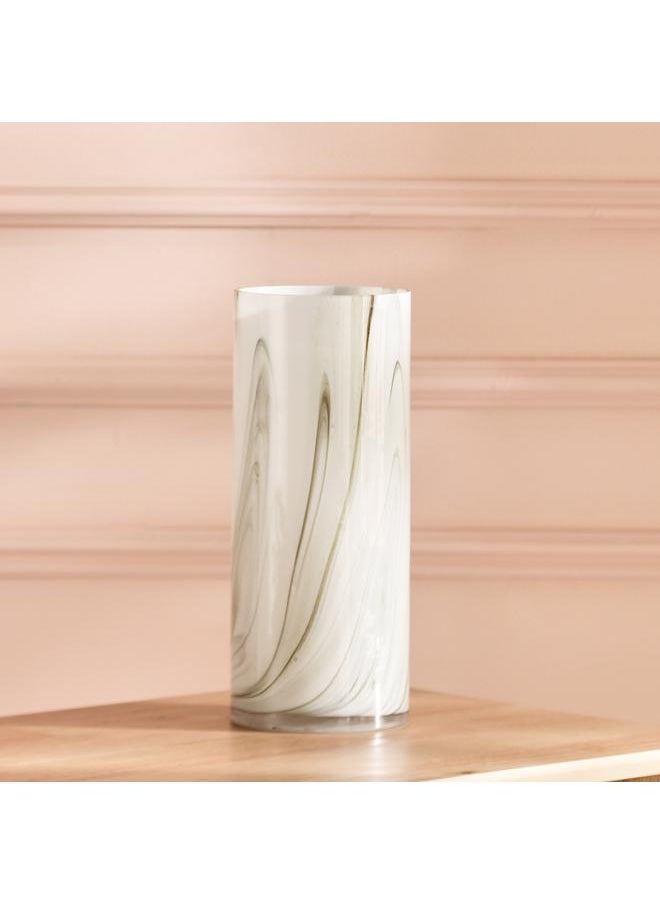 Home Box - Milky Glass With Marble Texture Vase 12.5X30 Cm - Image 1