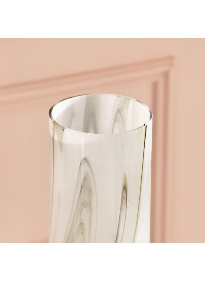 Home Box - Milky Glass With Marble Texture Vase 12.5X30 Cm - Image 1