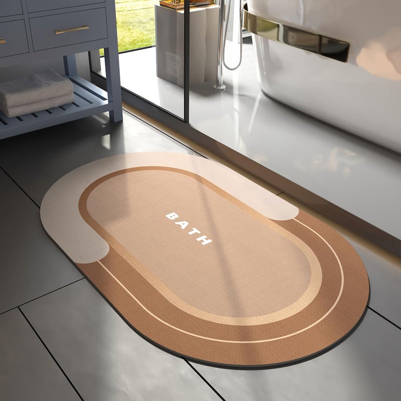 MontVoo Bath Mat  Non Slip Quick Dry Stain Resistant Bath Mat Rug for Bathroom Floor  Easy Care Shower Rug for Outside Bathtub  17x27 Brown