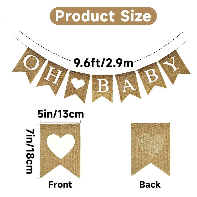 Anwyll Burlap Baby Banner - NO DIY Oh Baby Banner Baby Shower Decorations Oh Baby Shower Sign for Backdrop Neutral Gender Reveal Party Decorations Babies Announcement Sign for Girls Boys - Image 2