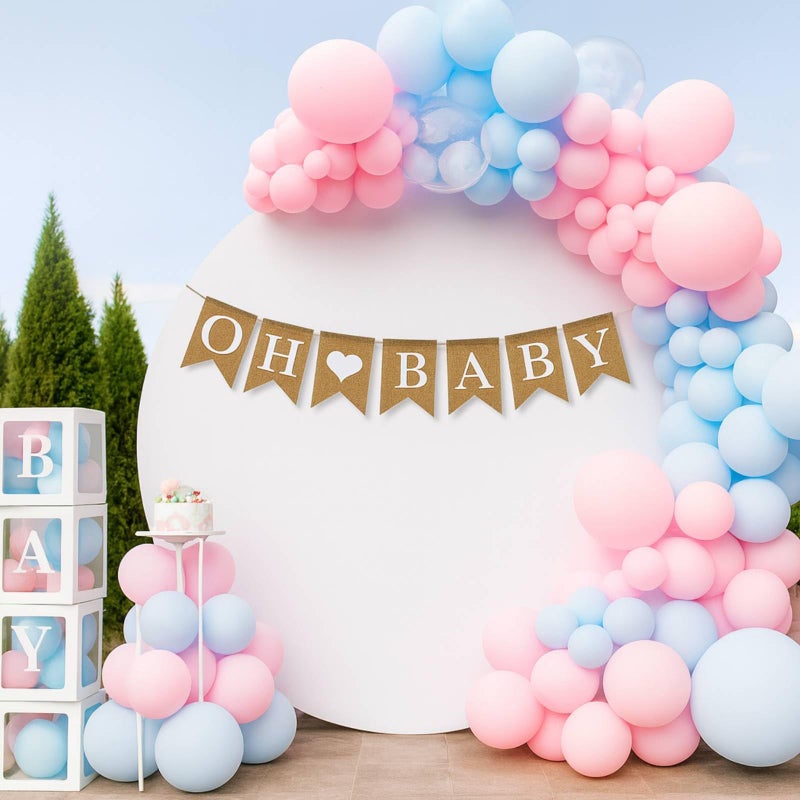 Anwyll Burlap Baby Banner - NO DIY Oh Baby Banner Baby Shower Decorations Oh Baby Shower Sign for Backdrop Neutral Gender Reveal Party Decorations Babies Announcement Sign for Girls Boys - Image 5
