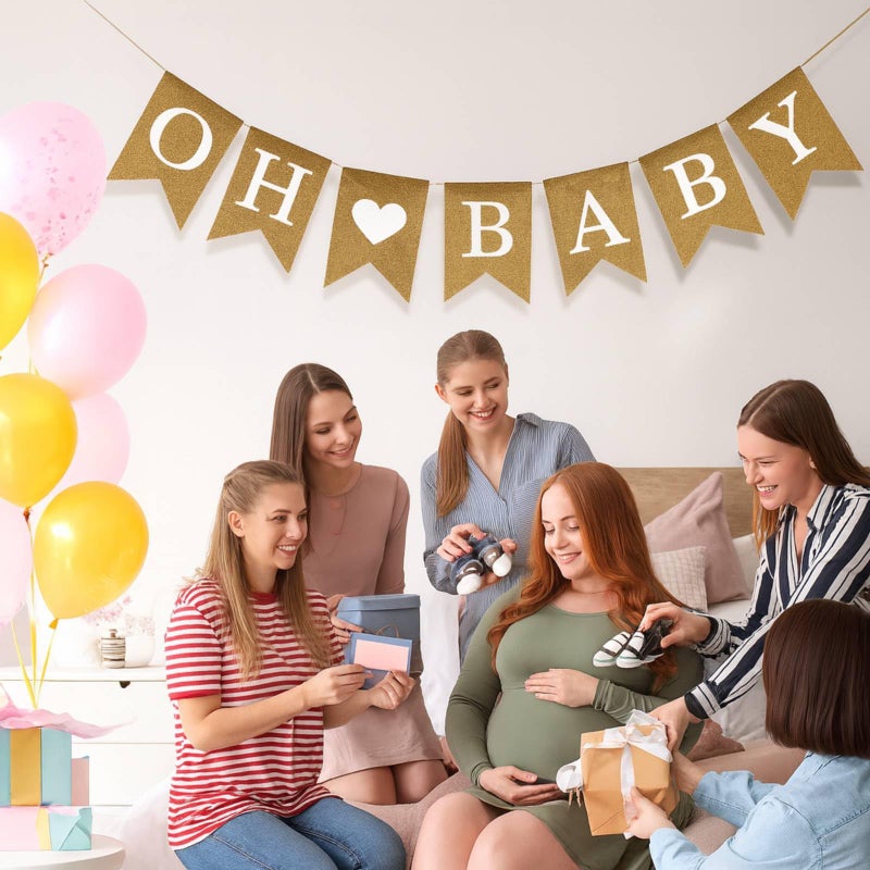 Anwyll Burlap Baby Banner - NO DIY Oh Baby Banner Baby Shower Decorations Oh Baby Shower Sign for Backdrop Neutral Gender Reveal Party Decorations Babies Announcement Sign for Girls Boys - Image 4
