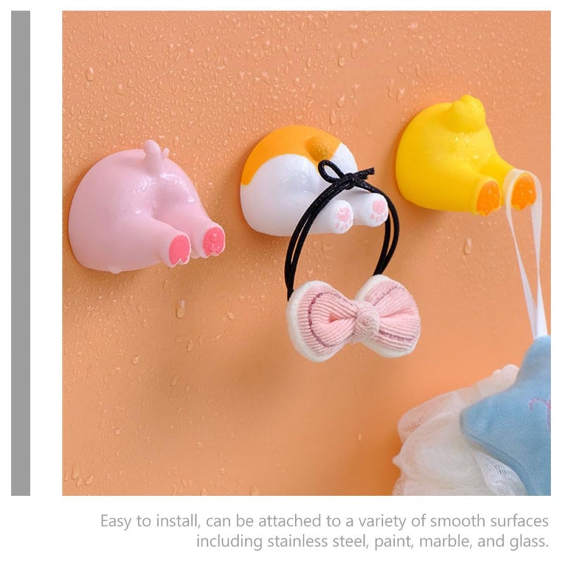 Self Adhesive Animal Tail Toothbrush Holder Wall Hooks Set Of 2 For Bathroom Shower Organization - Image 5