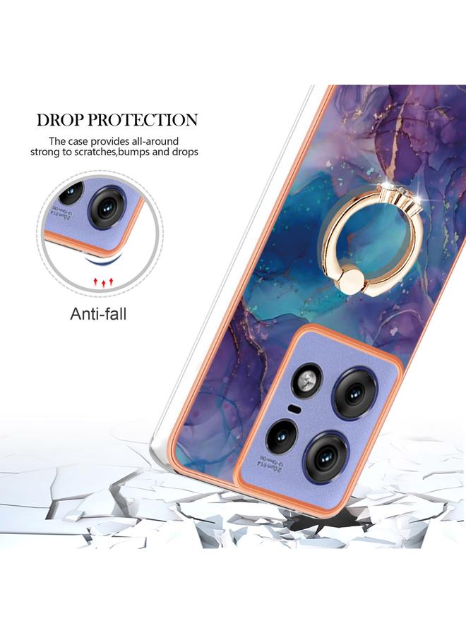 S-TOP Case For Motorola Edge 50 Pro Electroplating Marble Dual-side IMD Phone Case with Ring - Image 4
