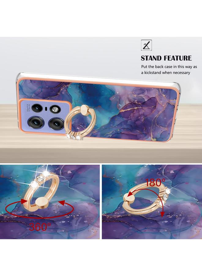 S-TOP Case For Motorola Edge 50 Pro Electroplating Marble Dual-side IMD Phone Case with Ring - Image 3