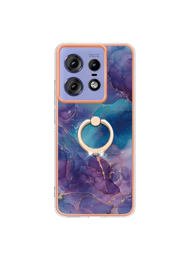 S-TOP Case For Motorola Edge 50 Pro Electroplating Marble Dual-side IMD Phone Case with Ring - Image 2