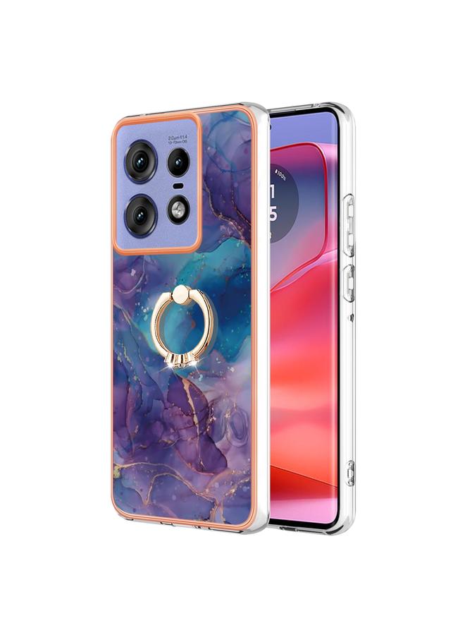 S-TOP Case For Motorola Edge 50 Pro Electroplating Marble Dual-side IMD Phone Case with Ring - Image 1
