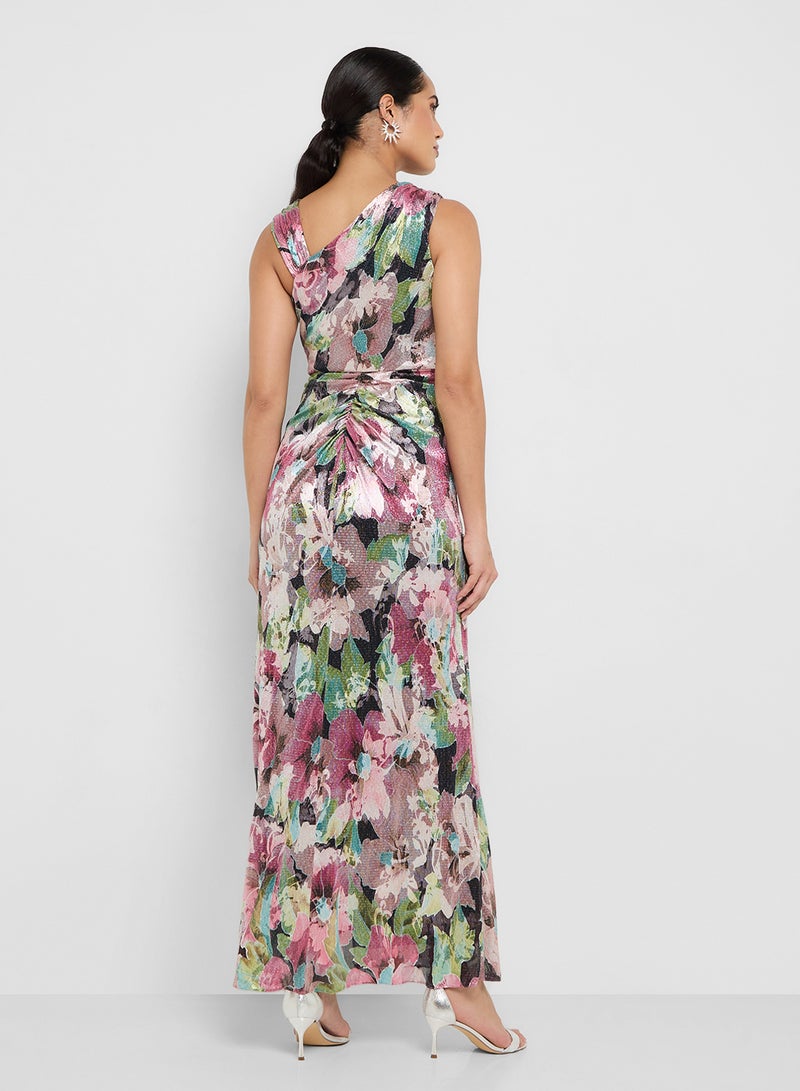 Adrianna Papell Asymmetric Metallic Gown - Image 2