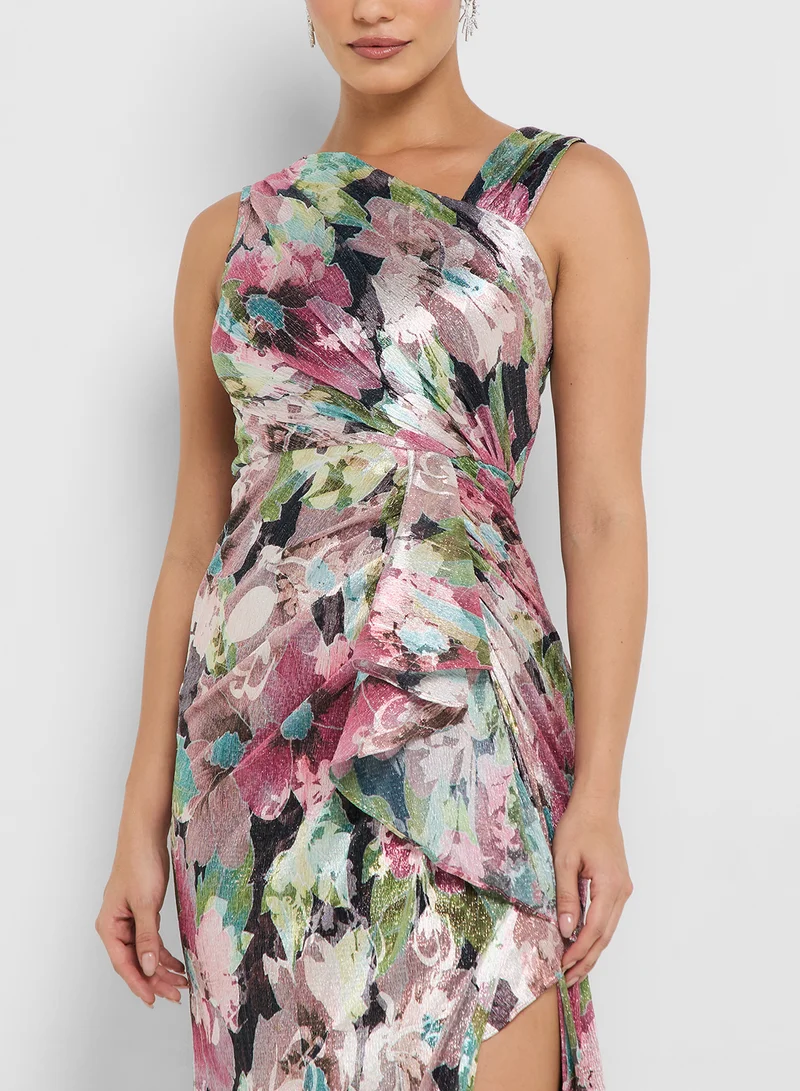 Adrianna Papell Asymmetric Metallic Gown