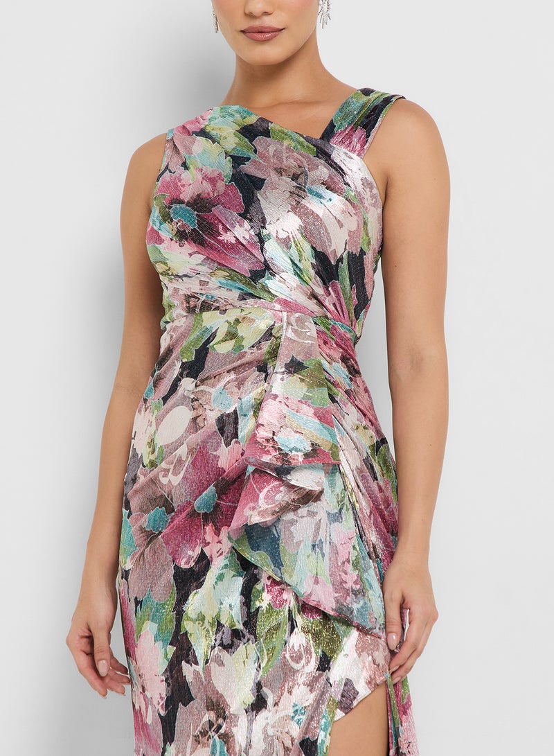 Adrianna Papell Asymmetric Metallic Gown - Image 3