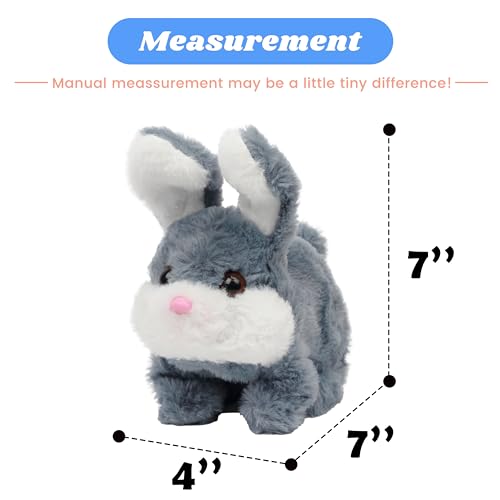 Hopearl Hopping Chubby Rabbit Interactive Electronic Pet Plush Bunny Toy with Sounds and Movements Animated Walking Wiggle Ears Twitch Nose Gift for Toddlers Birthday Gray 7 - Image 5