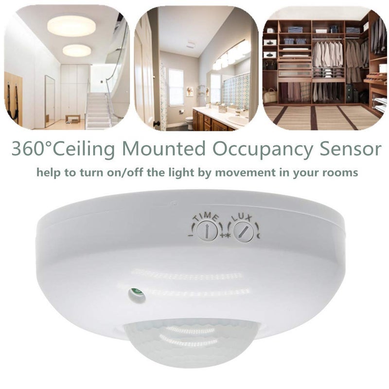 Sensky حساس حركة سقف بزاوية 360 درجة من سينسكي، 110-240 فولت، مفتاح حساس حركة PIR، مفتاح ضوء حساس للحركة عالي الحساسية، يتطلب حيادي (أقصى مسافة كشف: 6 م) - Image 3