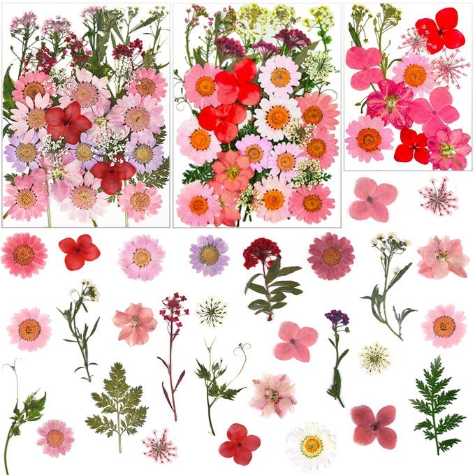 83 PCS PINK REAL DRIED PRESSED FLOWERS NATURAL LEAVE PETALS FOR DIY RESIN MOLDS CANDLE JEWELRY NAIL CRAFTS