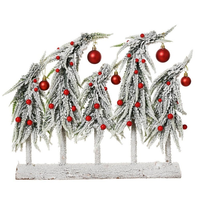 Kaemingk Christmas Ornament - Snowy Red Baubles Tablepiece Collection,Festive Xmas Tabletop & Home Décor, Seasonal Winter Decorative Accent