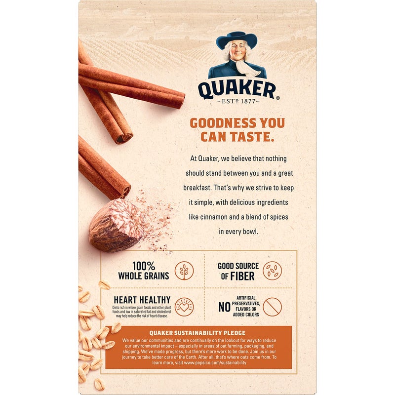 Quaker Instant Oatmeal, Cinnamon & Spice, 1.51oz Packets (8 Pack) - Image 3