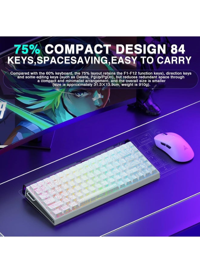 AULA Aula Hero 84 HE - 75% Mechanical Gaming Keyboard, Hall Effect Magnetic Switches Keyboard, 8000Hz Polling Rate, RGB Neon Light Box, Hot-Swappable Side-Printed PBT Keycaps, Gamer Keyboards for PC/Mac (White-Black Emperor Axis)  - Image 3
