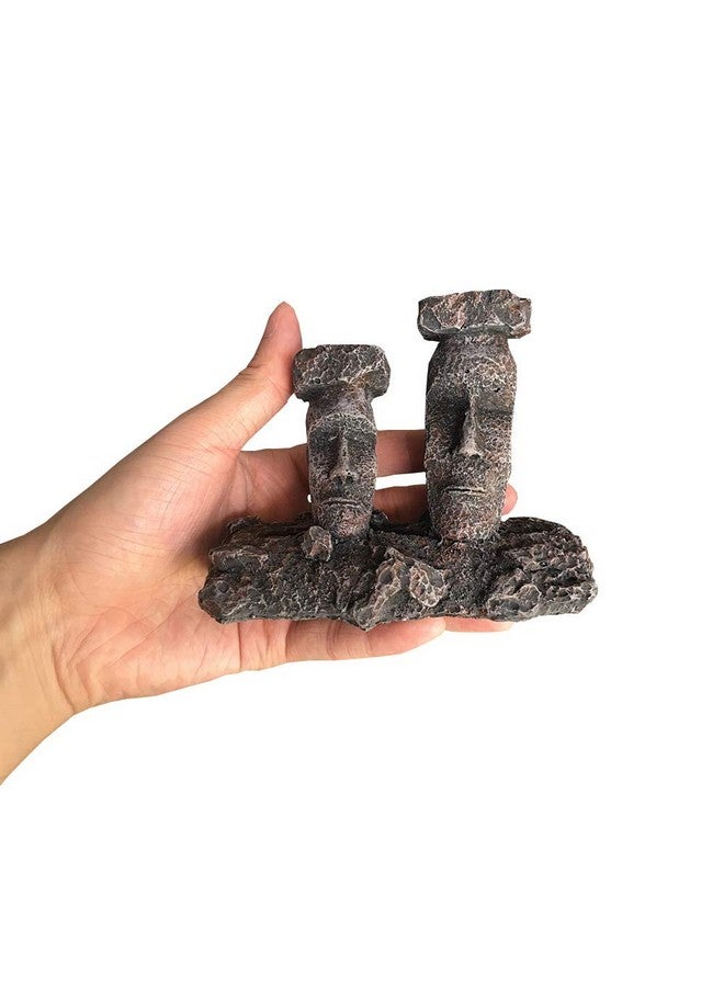 Smoothedo-Pets Aquarium Bubbler Decorations Fish Tank Decorations Aquarium Air Stone Decor Easter Island Moai Statues (Grey-Moai-Air-Stone) - Image 3