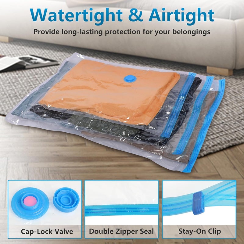 Whitmor 6 Pack Vacuum Storage Bags，Space Saver Bags(6 Pack Large),Compression for Comforters and Blankets, Sealer Clothes Storage, Hand Pump Included - Image 3