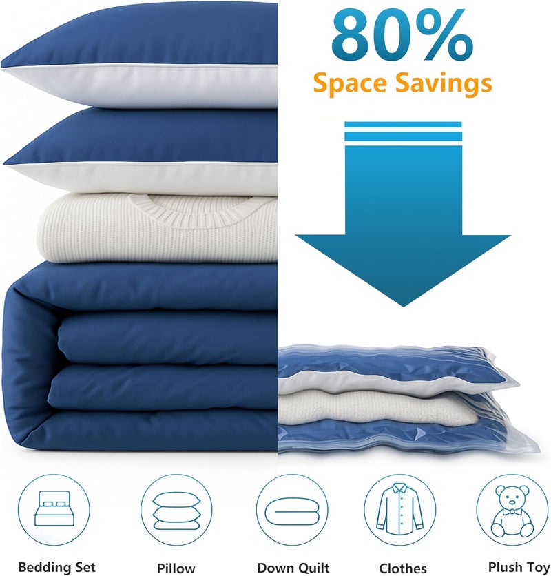 Whitmor 6 Pack Vacuum Storage Bags，Space Saver Bags(6 Pack Large),Compression for Comforters and Blankets, Sealer Clothes Storage, Hand Pump Included - Image 2