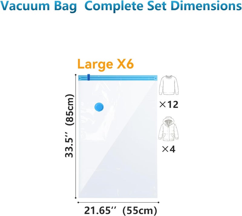 Whitmor 6 Pack Vacuum Storage Bags，Space Saver Bags(6 Pack Large),Compression for Comforters and Blankets, Sealer Clothes Storage, Hand Pump Included - Image 5