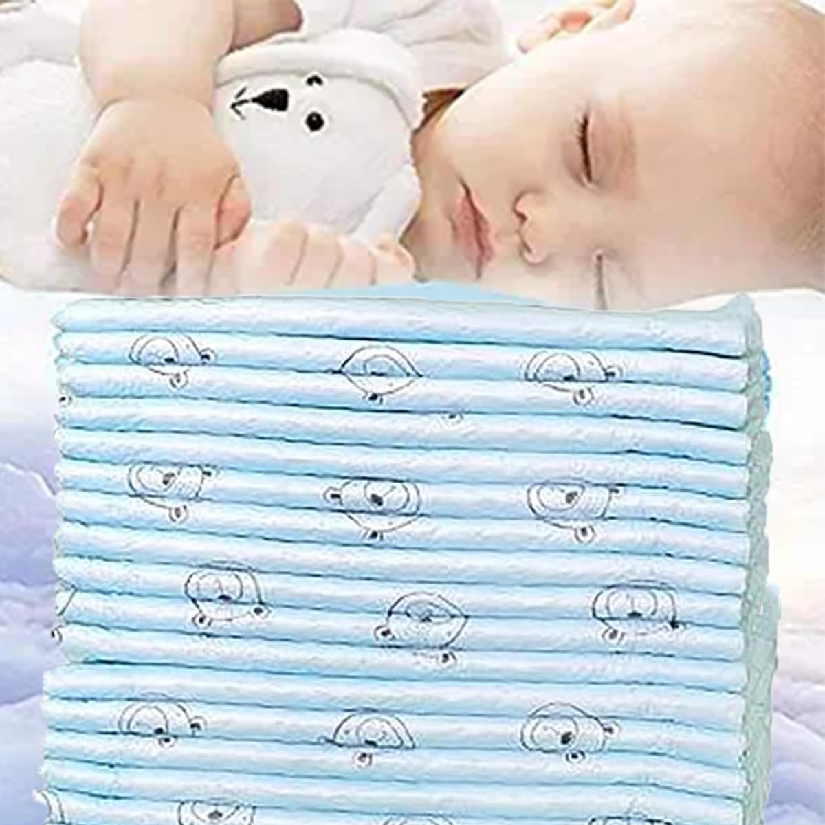 Baby Disposable Changing Pads, 46 Pack Soft Absorbent Leak Proof Pee Mats, White Portable Diaper Change Underpads for Babies Aged 1-6 months(33 x 45cm)