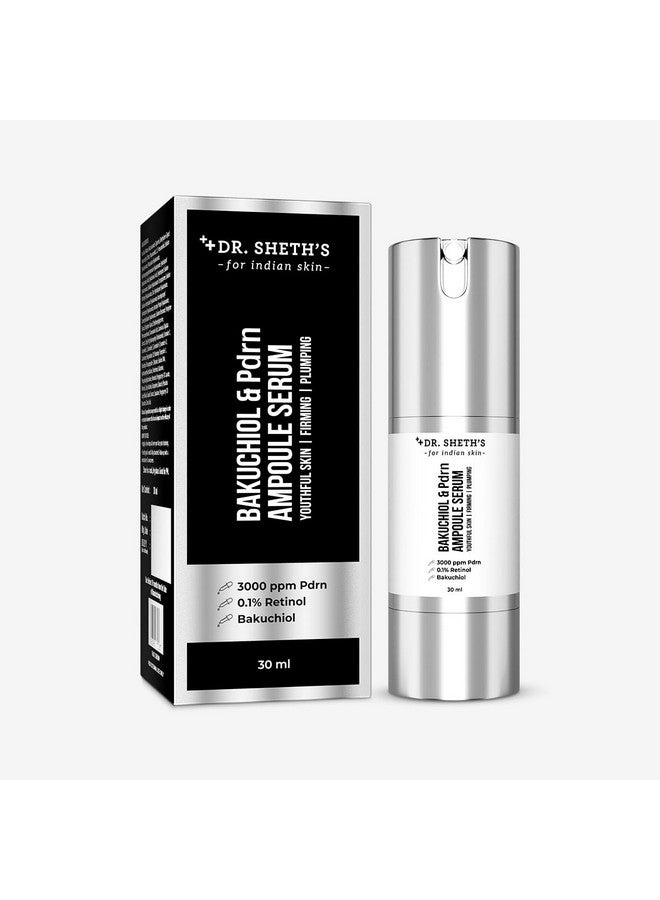 Dr. Sheth's Bakuchiol & Pdrn Ampoule Serum | 3000 PPM PDRN, 0.1% Retinol | Firms & Plumps Skin | Reduces Fine Lines & Wrinkles | Improves Skin Texture | Non-Irritating | For Men & Women | All Skin Type | 30 ml - Image 1