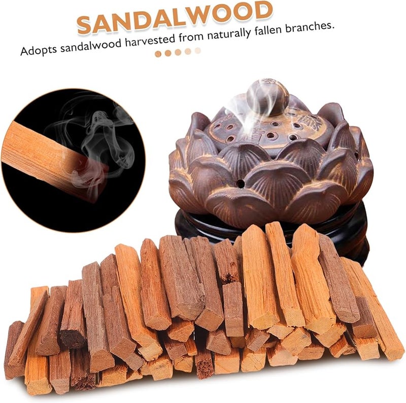 عصي البخور من خشب الصندل الطبيعي عبوة من ٥٠ عصا للتأمل واليوجا وتخفيف التوتر وتنقية الهواء - Image 3