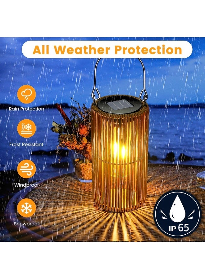 Zarmanuae Solar Lanterns, Rattan Waterproof Solar Lights for Outside Hanging Solar Lights Outdoor Solar Lamp Lights Decoration for Garden Yard Patio Porch Trees Lawn Pathway, 2 Pack - Image 2