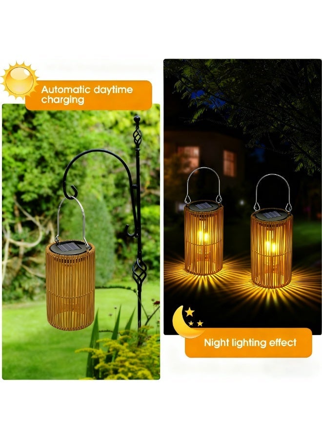 Zarmanuae Solar Lanterns, Rattan Waterproof Solar Lights for Outside Hanging Solar Lights Outdoor Solar Lamp Lights Decoration for Garden Yard Patio Porch Trees Lawn Pathway, 2 Pack - Image 5
