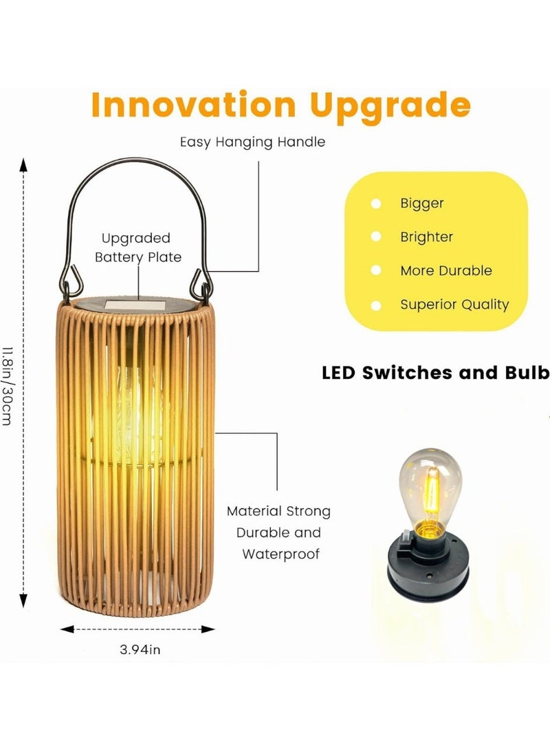 Zarmanuae Solar Lanterns, Rattan Waterproof Solar Lights for Outside Hanging Solar Lights Outdoor Solar Lamp Lights Decoration for Garden Yard Patio Porch Trees Lawn Pathway, 2 Pack - Image 4