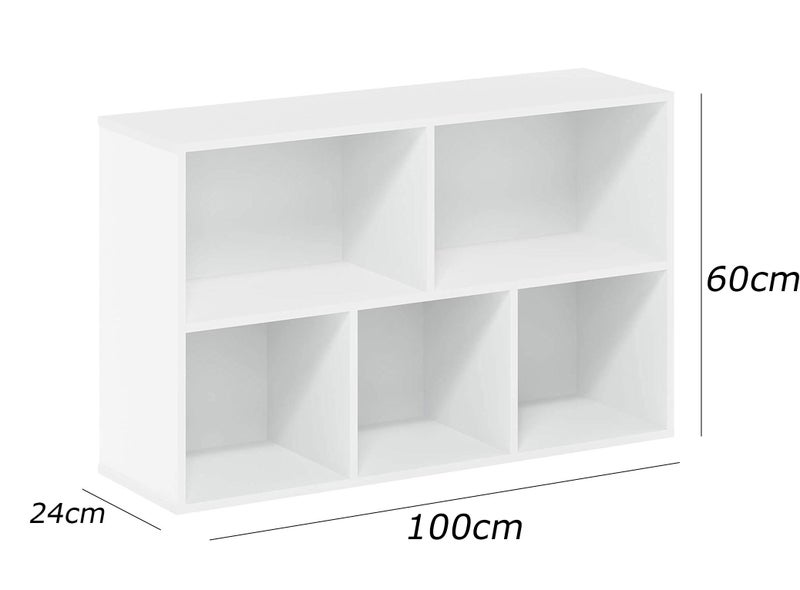 فرنتشر ستور مكتبة مودرن ، ارتفاع 60 سم - عرض 100 سم - عمق 24 سم - تصميم بسيط و مودرن ، مصنوعة من ال MDF عالي الجودة مع طبقة ملامين خارجية من اللون الأبيض المطفي، من فرنتشر ستور. - Image 5
