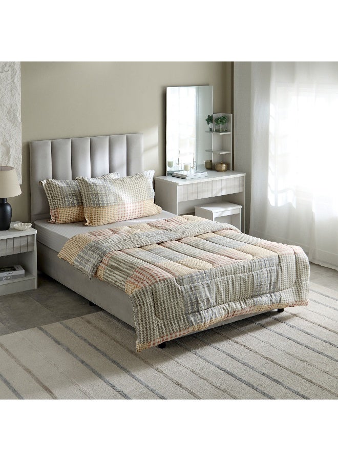 Home Box Houston Veilth 3-Piece Printed Cotton Twin Comforter Set - 160x220 cm  - Image 4