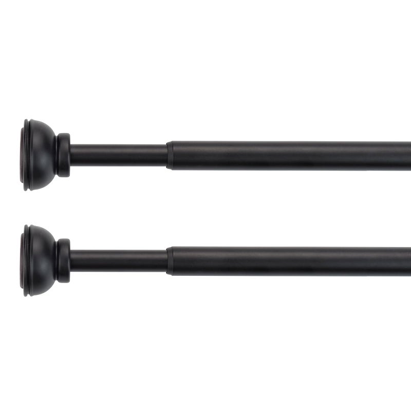 KXLIFE 2 حزمة قضيب ستارة بضغط الربيع 12 بوصة قضيب تزييني للستائر للنوافذ باللون الأسود 3660 بوصة