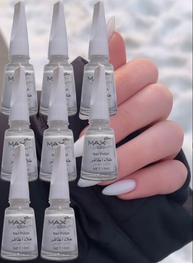 ماكس بيوتي 8 قطع طلاء اظافر سريع الجفاف ابيض - Image 1