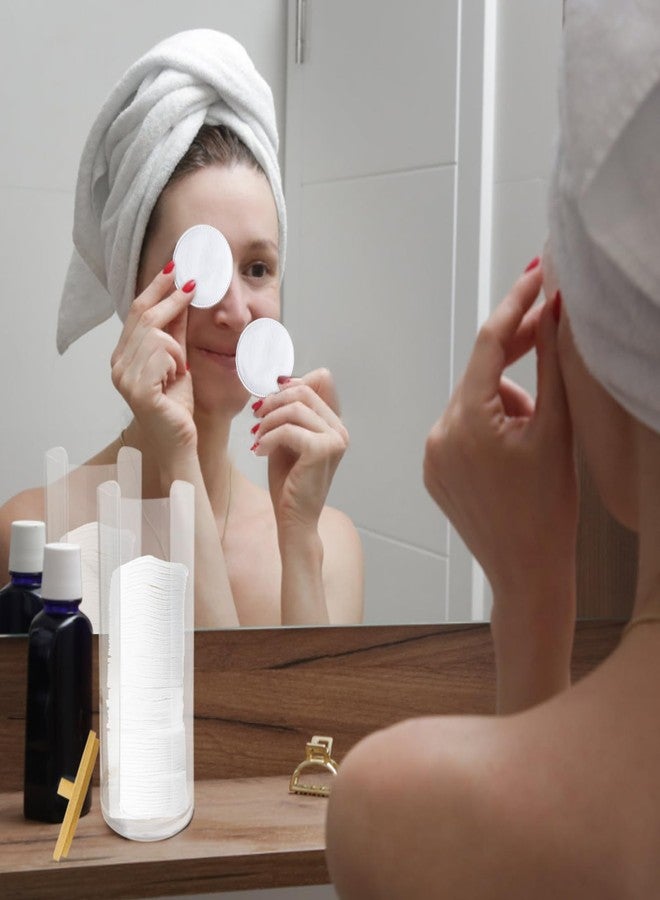 eyxformula Dustproof Cotton Round Holder Dispenser Set - Clear Acrylic Makeup Pad Organizer with Bamboo Lid + 100 Soft Cotton Rounds - Bathroom Vanity Storage Container for Cotton Pads by eyxformula - Image 3