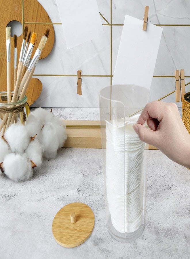 eyxformula Dustproof Cotton Round Holder Dispenser Set - Clear Acrylic Makeup Pad Organizer with Bamboo Lid + 100 Soft Cotton Rounds - Bathroom Vanity Storage Container for Cotton Pads by eyxformula - Image 4