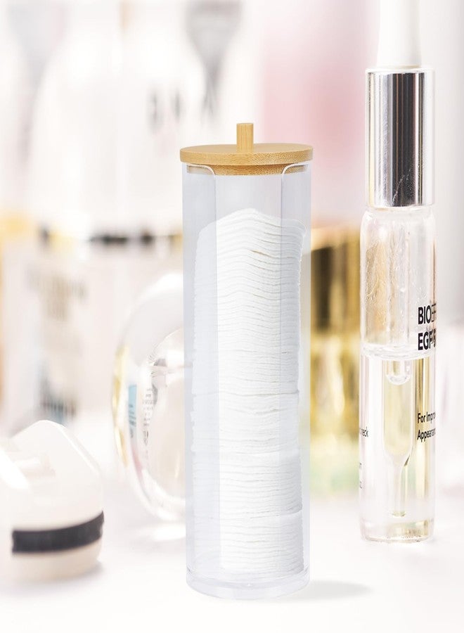 eyxformula Dustproof Cotton Round Holder Dispenser Set - Clear Acrylic Makeup Pad Organizer with Bamboo Lid + 100 Soft Cotton Rounds - Bathroom Vanity Storage Container for Cotton Pads by eyxformula - Image 5