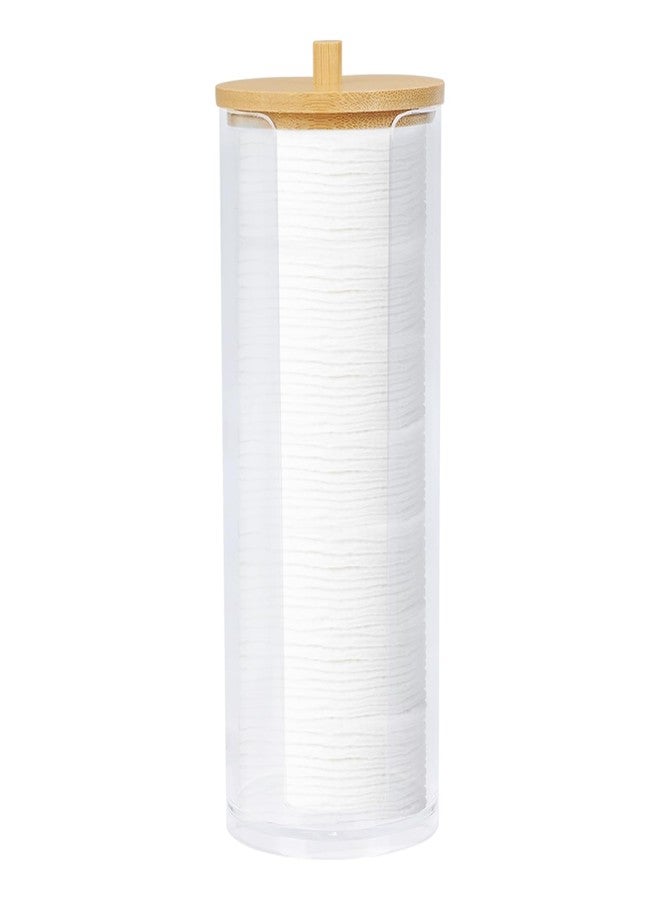 eyxformula Dustproof Cotton Round Holder Dispenser Set - Clear Acrylic Makeup Pad Organizer with Bamboo Lid + 100 Soft Cotton Rounds - Bathroom Vanity Storage Container for Cotton Pads by eyxformula - Image 1