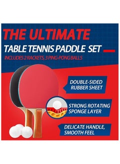 Generic Table Tennis Racket Set, 2 Pro Premium Table Tennis Racket with 3 Balls and Storage Bag, for Indoor or Outdoor Play, Soft Sponge Rubber  - Image 3